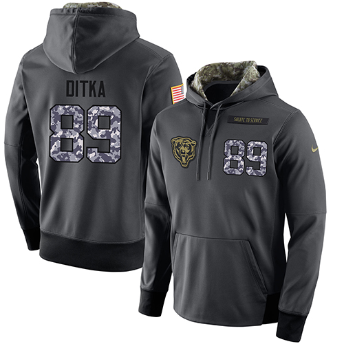 NFL Men's Nike Chicago Bears #89 Mike Ditka Stitched Black Anthracite Salute to Service Player Performance Hoodie - Click Image to Close